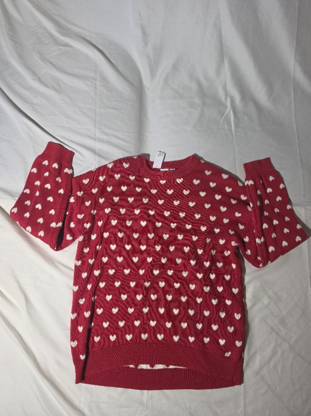 Kids Valentine Heart Knit Crewneck Sweater